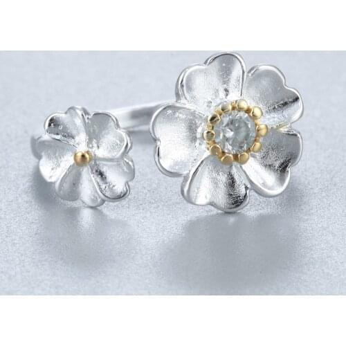 CHENGXUN 2020 Jewelry Double Flower Open Ring Birthday Party for Girl Teen Child Brisk Present