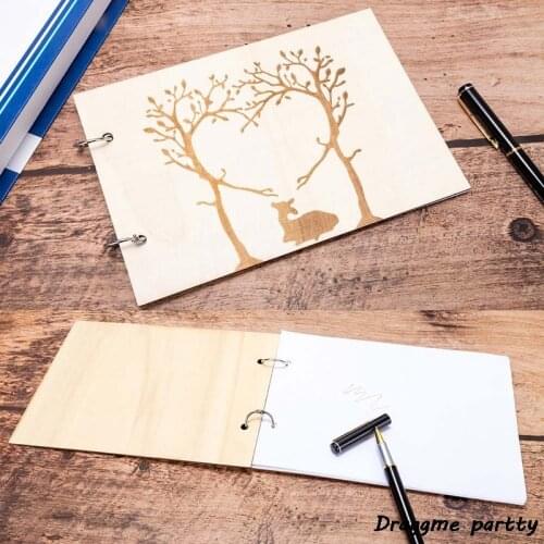 Personalized Guestbook Wedding Guest Book A4 Wooden Notebook Album Custom Name & Date Lettering Book Wood Wedding Decoration