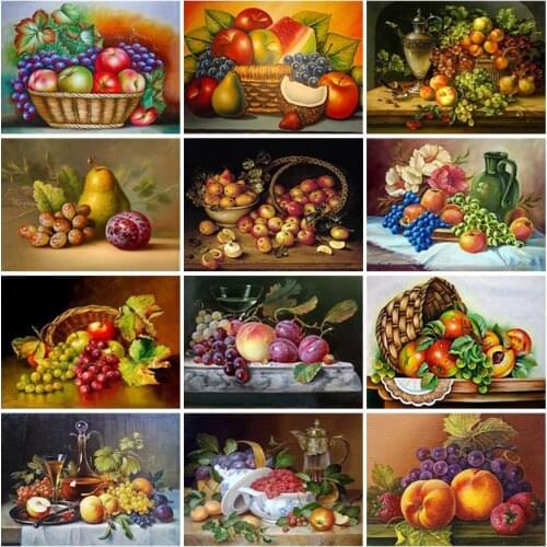 DIY Diamond Painting Fruit Full Square Drill Diamond Embroidery Flowers Picture Diamond Mosaic Kitchen Wall Art Home Decor