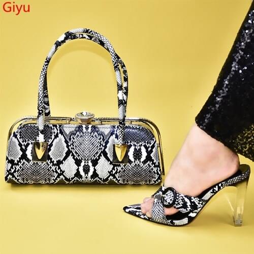 Doershow very fashion black Italian Shoes With Matching Bag High Quality Italy Shoe And Bag set For wedding and party HSL1-2