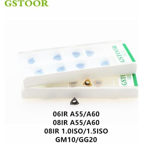 10PCS 08IR 06IR A55 A60 1.0 1.5ISO GG20 GM10 Threading Carbide Inserts CNC Lathe Cutter Tool Parts Turning Tool Thread Cutting