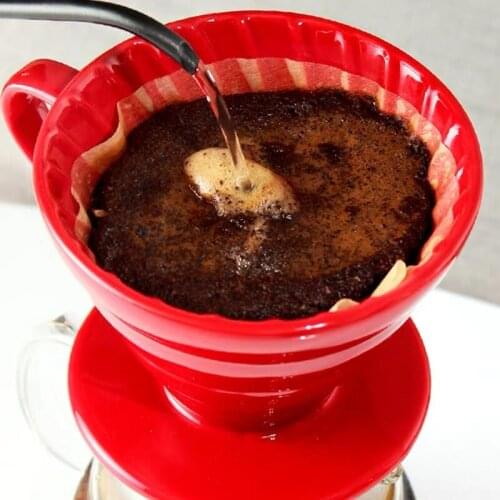 European Style Ceramic Conical Coffee Dripper Spiral Filter Permanent Pour Over Coffee Maker with Separate Stand for 1-4 Cups