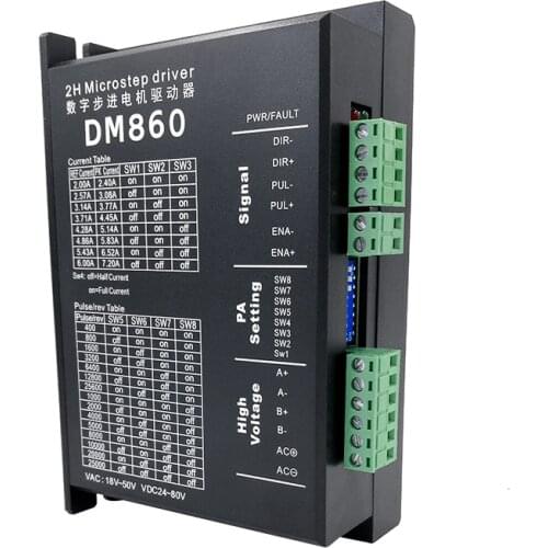 DM860 Stepper motor driver controller micro step motor brush less DC motor shell for 57 86 stepper motor Nema23 Nema34
