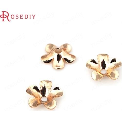 20PCS 7MM 24K Champagne Gold Color Plated Brass Beads Caps High Quality Diy Jewelry Findings Accessories Wholesale