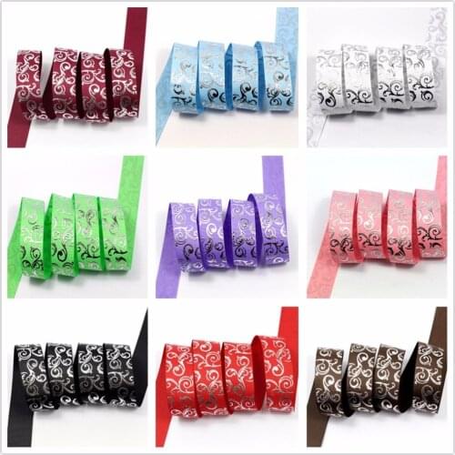 Free new band 7/8 22mm cartoon grosgrain silver ribbon, bowknot New Year decoration handmade material 10 yard DIY H-00002