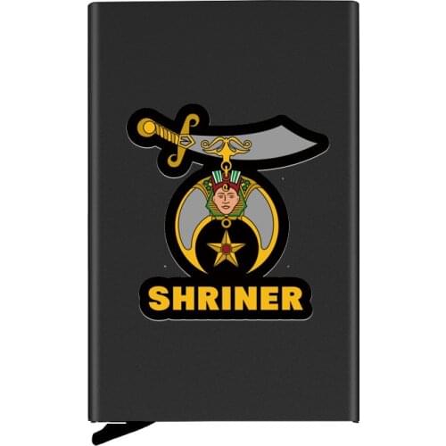 Metal Case Shriner Symbol Printing Credit Card Holder Men Slim Anti Protect Travel ID Cardholder Women Rfid Wallet