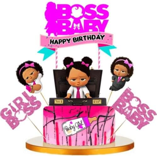 Lovely Girl Boss Happy Birthday Cake Topper Cute Baby Boy Cupcake Toppers for Kids Birthday Party Cake Decorations Baby Shower