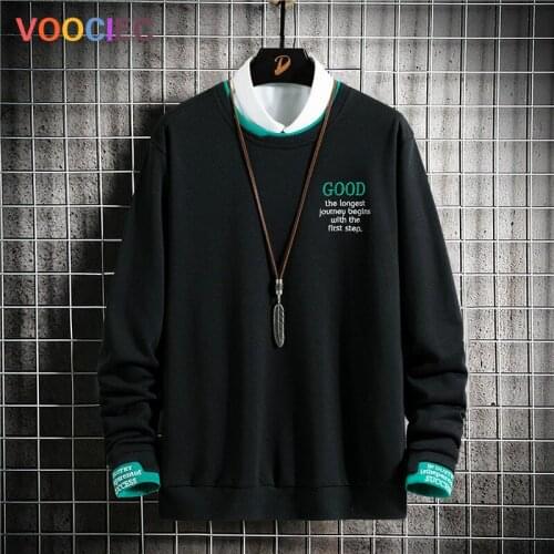 VOOCIEC 2020 Autumn Hip Hop Japanese Streetwear Harajuku Yellow Hoodie Men Sweatshirts Male Oversized Crewneck Sweatshirt Men