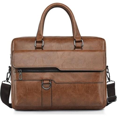 Retro Mens Briefcase Gentlemens Business PU Handbag Laptop Bag Messenger Office Document Large Capacity Black Brown Coffee