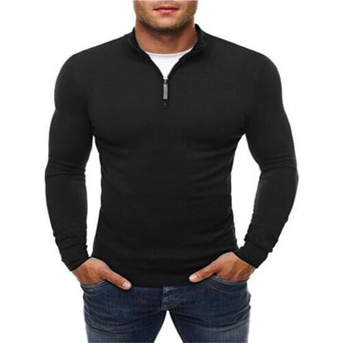 Mens Mandarin Collar Pullover Zipper Autumn Winter Warm Slim Fit Long Sleeve Clothes Knitted Casual Male Sweater Drop Shipping
