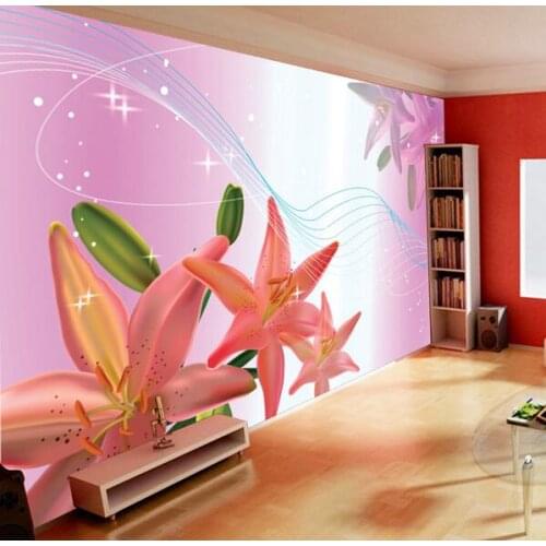 Pink flower wall paper 3 d mural for living room custom wall size photo murals larger wallpaper home decor