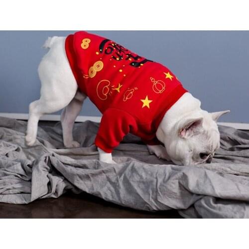 New Year Dog Clothes Chinese Spring Festival Dog Coat Jacket Padded French Bulldog Pet Clothes For Medium Large Dogs Clothing