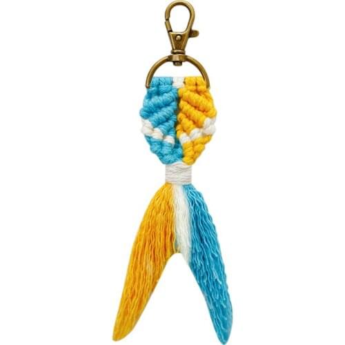 New Design Women Jewelry Accessories Handmade Woven Mermaid Fishtail Macrame Tassel Keychains