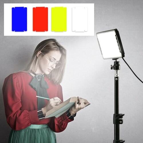 New USB LED Video Light Panel Photography Lighting With 4 Color Filters Extendable Tripod For Youtube VK Video Live Streaming