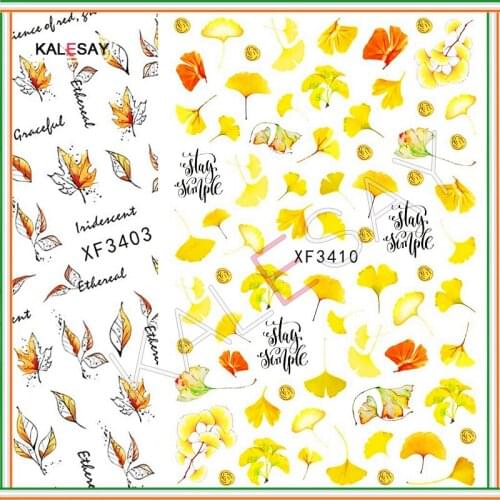 Autumn Abstract Maple Ginkgo Leaf Nail Art Stickers for Manicure Cute Nail Design Decoration Decals New Designer Nail Art Decor
