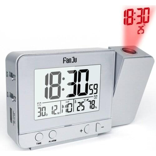 Fanju FJ3531 Projection Alarm Clock Digital Date Snooze Function Backlight Rotatable Wake Up Projector Multifunctional Led Clock