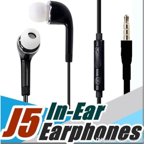 2PCS Wired J5 Headsets In-Ear Earphones Headphone Volume Control With Mic For Samsung Galaxy S6 S4 Xiaomi Huawei Smart Phones