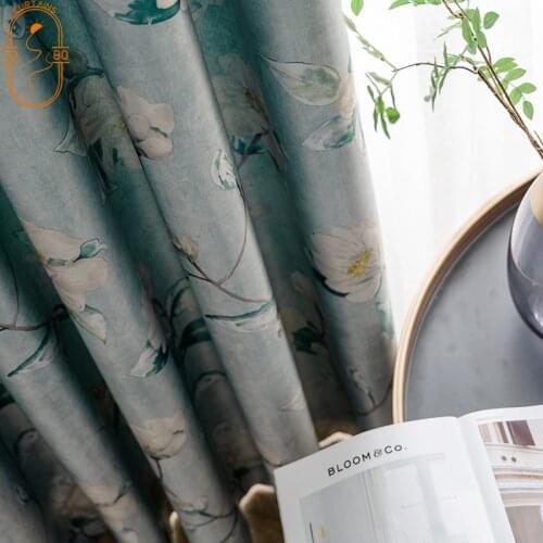 Nordic Modern Flower Printing Curtains Blackout Curtains for Living Room Bedroom Study Dining Room Curtains Finished