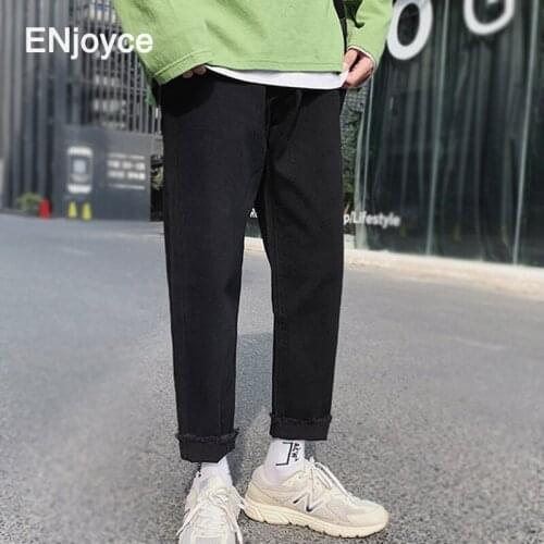 Vintage Japanese Men Minimalism Classic Black Jeans Harajuku Streetwear Jean Homme Cotton High Quality Straight Fit Denim Pants