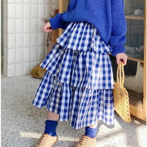 2020 new wholesale girls plaid ruffles skirt spring fashion girls skirts 2-8 years HM281