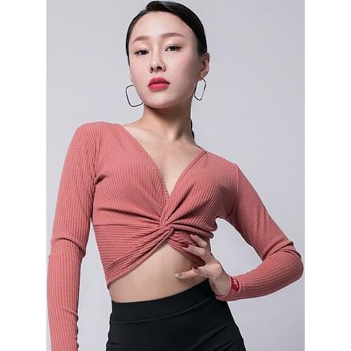 New Latin Costumes Female Adult Long Sleeve Sexy Rumba Dance Tops Samba/Salsa/Cha Cha Dance Performance Clothes For Women VO304