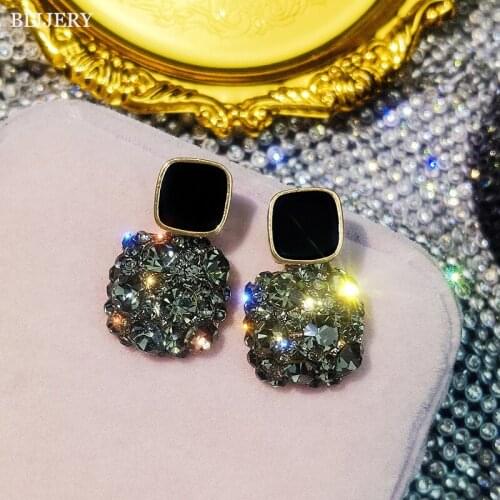 BLIJERY Romantic 2020 New Enamel Rhinestone Crystal Stud Earrings For Women Elegant Fashion Jewelry Brincos Gift