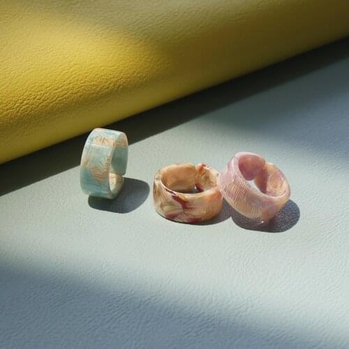 2021 Korea Fashion Vintage Simple Aesthetic Acetate Colorful Acrylic Thick Round Rings For Women Girls Jewelry Accessories Gifts