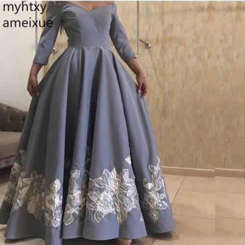 New Arrival Long Sleeve Event Plus Size Evening Gown Dress For Women 2020 Ivory Lace Appliques Gowns Robe De Soiree Abiye Formal