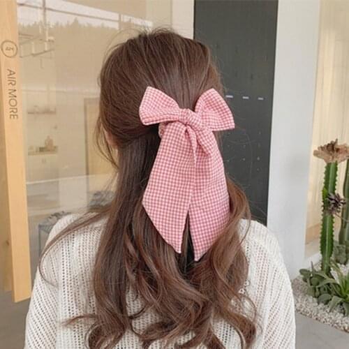 1pcs Plaid Bow Scrunchie For Women Girl Elegant Elastic Hair Bands Decoration Crunchy Hair Tie Gum Headband Fashion Accessories