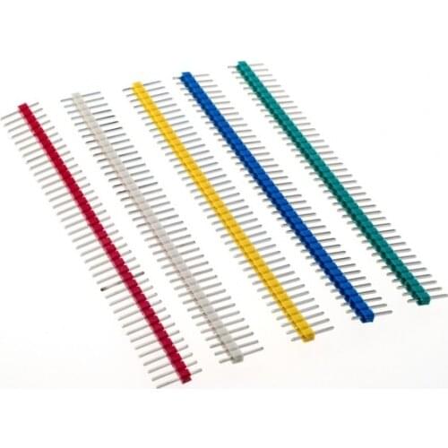 10pcs x Black White Red Yellow Blue Green Single Row 1*40 2.54mm Male Pin Header Strip Gold-plated ROHS Connector