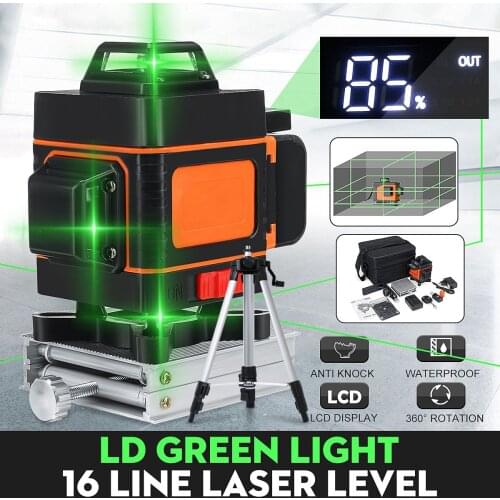 4D 16 Lines Green Laser Levels 360 Horizontal &Vertical Cross Lines With Auto Self-Leveling super powerful Indoors and Outdoors