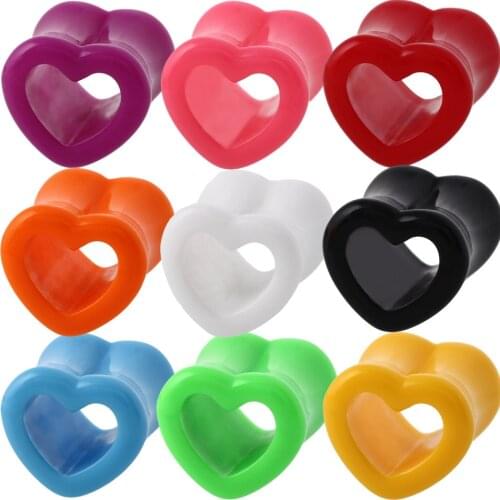 2PCS Acrylic Heart Ear Plugs and Tunnels Ear Piercings Earlets Screwed Earrings Expander Ear Gauges Body Jewelry Piercings