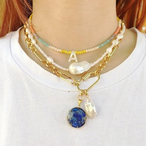 2020 new trend Baroque style pearl pendant necklace handmade real pearl choker New year gift for friends women collares de moda