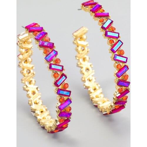 3Colors New Arrival Shiny Rhinestone Drills Hoop Earrings For Women Jewelry Fashion Ladys' Statement Earrings Accessories