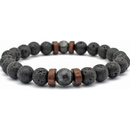 8mm ch3 elastic thread adjusted Charm black volcanic lava Bracelet Stone bead essential oils diffuser women men gift