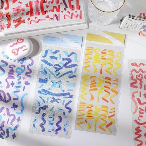 8 colorful holiday laser ribbon decoration stickers DIY diary scrapbook photo album colorful stationery stickers school supplies