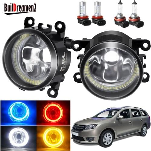 Angel Eye Fog Light Assembly For Dacia Logan 2004-2015 Car H11 Fog Lamp with Halo Ring Daytime Running Light 12V