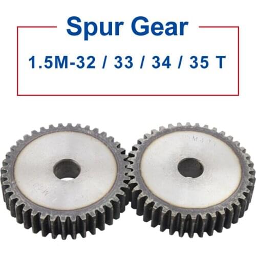1 Piece 1.5M Spur Gear 32/33/34/35 Teeth 10 mm Process Hole Gear Wheel Low Carbon Steel Material Flat Gear Total Height 15 mm