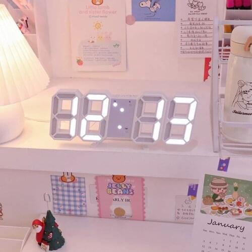 Korean Digital Alarm Clocks, Wall Hanging Watch Snooze Function Table Clock Calendar Thermometer Display Electronic Watch