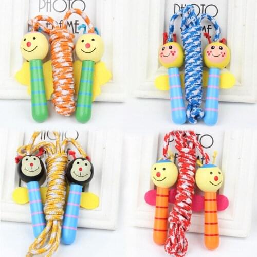 Kids Jump Ropes Wood Handle Sport Fitness Cartoon Skipping Ropes Outdoor Toys