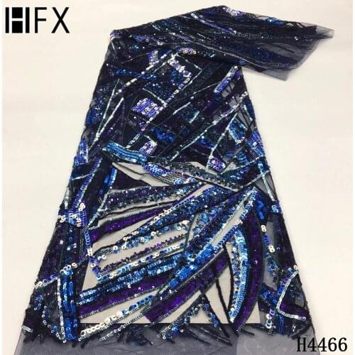 HFX New Design African Lace Fabric 2021 Sequins Embroidered Tulle Lace Fabric Nigerian Lace Fabric For 5 yards Party Dress