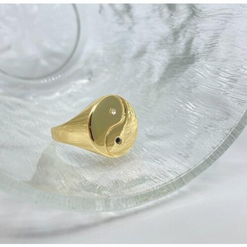 Ins Simple Yin Yang Tai Chi Ring Personality Fashion Cute Geometric Expression Rings Accessories