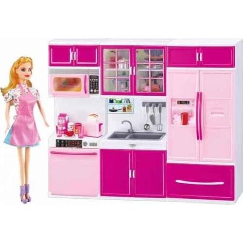 Kitchen Toys Girl Gift Child Pretend 3 In 1 Play Kitchen Set For Kids Cooking Cabinet Tools Tableware Dolls Suits Toys Education