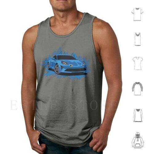 A110 Tank Tops Vest Sleeveless A110 Alpine New Modern Sportscar Mid Engined Mr Rwd Rear Wheel Drive Blue Retro Racing