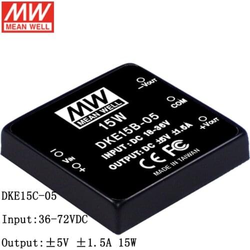 MEAN WELL DKE15C-05 DC-DC Regulated Dual Output Converter 36-72V DC to ±5V DC ±1.5A 15W Module type Switching Power Supply