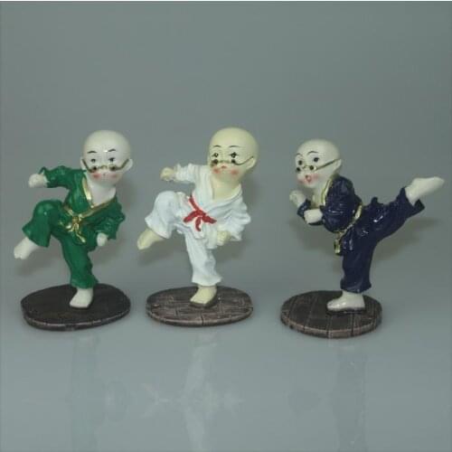 Cute little monk Shaolin Kung Fu Kid Home Furnishing resin ornaments jewelry monk Kung Fu baby doll car decoration crafts