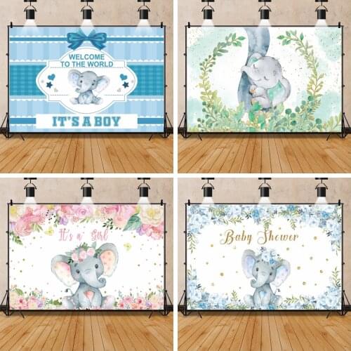 Cartoon Welcome To The World Newborn Baby Shower Photography Backdrop Boy Girl Gender Reveal Party Banner Background Photostudio
