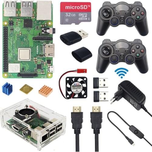 Raspberry Pi 3 Model B+ Game Kit + Wireless Gamepads + 32GB SD Card + Power Adapter + HDMI | Support RetroPie Recallbox