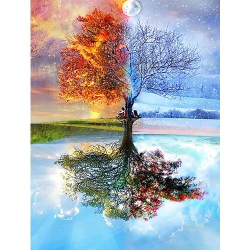 New 5d Diamond Embroidery Kits Cross-stitch Season Trees Diamond Art Home Decor Diamond Painting Mosaic Diy Needlework