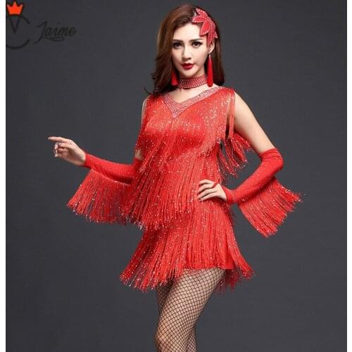 Latin Dance Dress Girls Kids adult Modern Ballroom tassel Fringe Salsa Tango tassels samba carnival costume compitition outfit